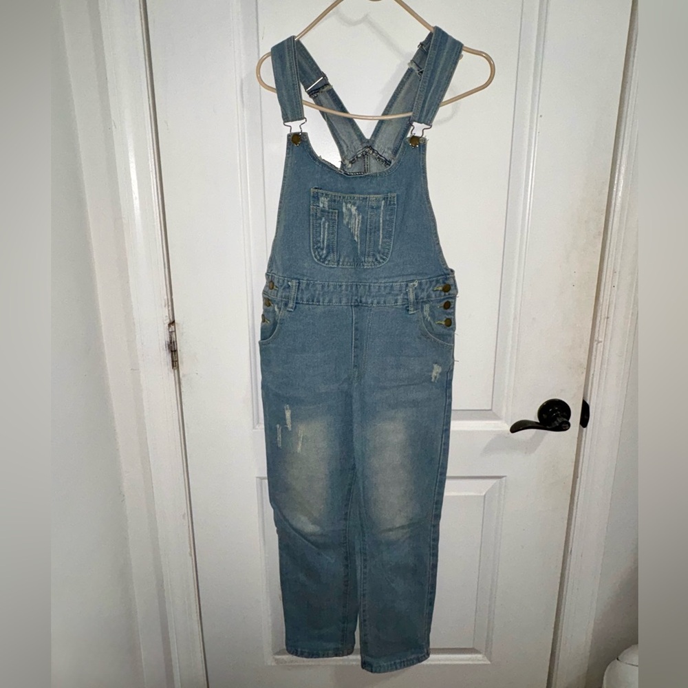 SHEIN Distressed Denim Overalls